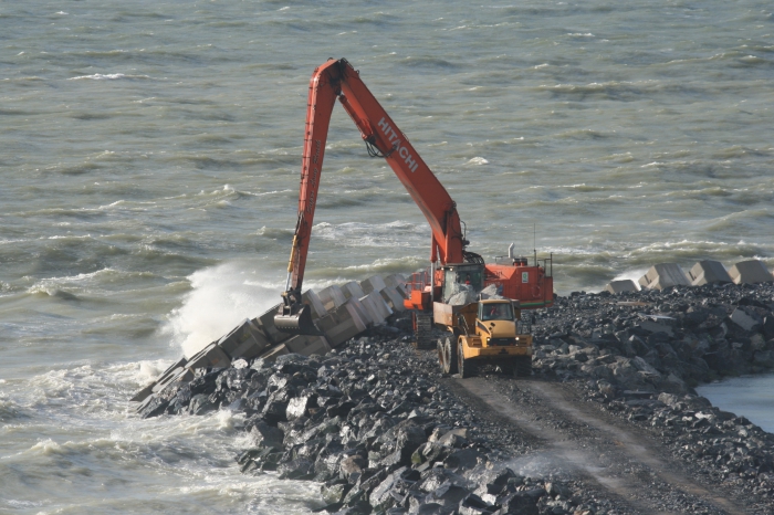 Werken aan nieuwe westdam Oostende
