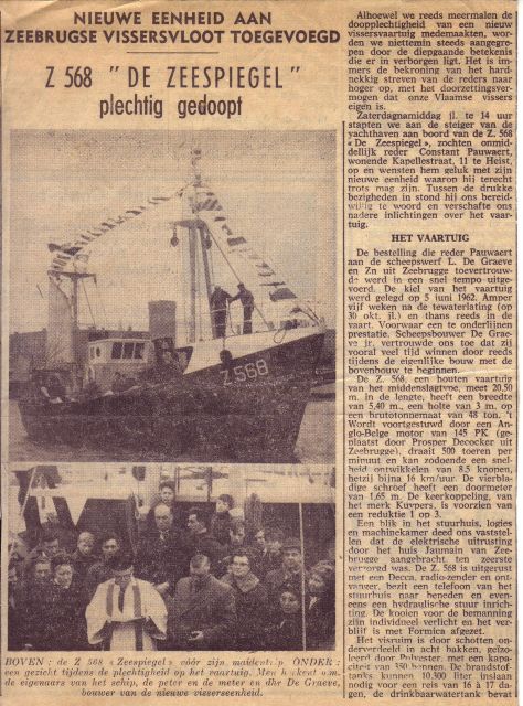Doop Z.568 De Zeespiegel (Bouwjaar 1962) te Zeebrugge Doop Z.568 De Zeespiegel (Bouwjaar 1962) te Zeebrugge