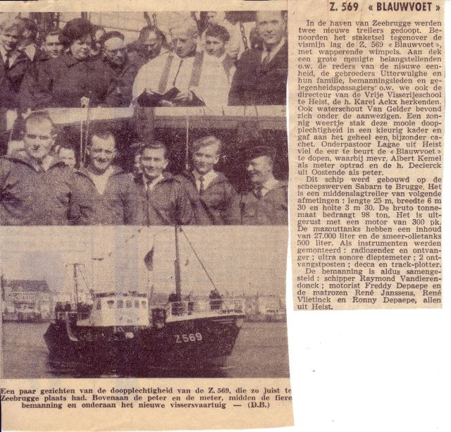 Doop Z.569 Blauwvoet (Bouwjaar 1965) te Zeebrugge Doop Z.569 Blauwvoet (Bouwjaar 1965) te Zeebrugge