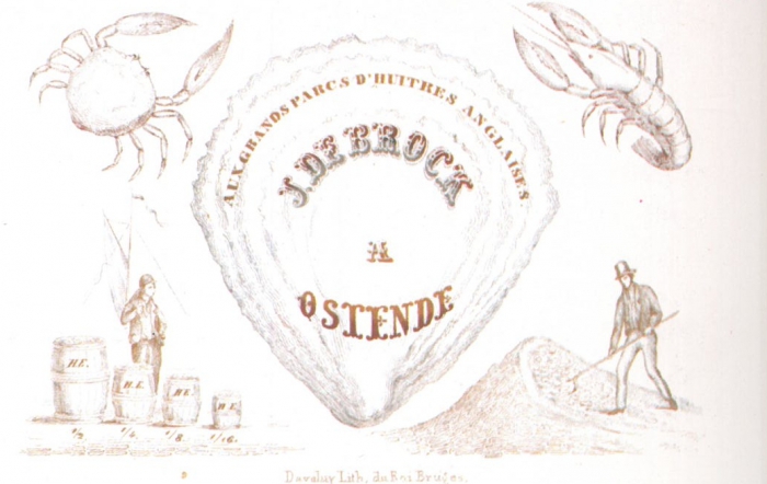 Porseleinkaart van de oesterkwekerij "De Brock"