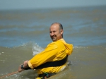 Garnaalkruier in de branding