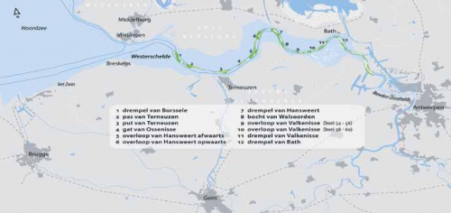 Baggerlocaties Westerschelde 2010
