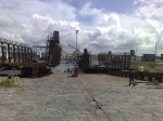 Vissersboot O.33 MARBI gekanteld op slipway