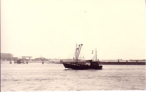 Schip vaart binnen in vaargeul Zeebrugge