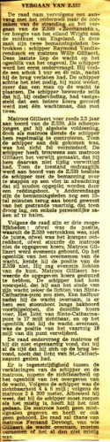 Vergaan van Z.539 Zeemansblik (Bouwjaar 1947) 