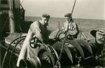 Ren� Cattoor en Leon Vantorre aan boord van de Z.508 Zegen (Bouwjaar 1957), author: Onbekend