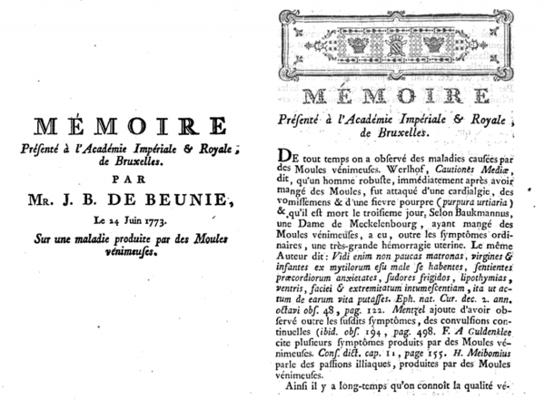 ‘Mémoire sur une maladie produite par des moules vénimeuses’