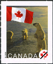 Canadian Postage Stamp (2006): Polar bears near the Arctic Circle in Churchill, Manitoba 