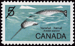 Canadian Postage Stamp (1968): Narwhal, Monodon monoceros, author: National Archives of Canada