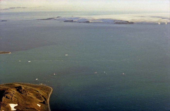 Air photo with view on island Nelson