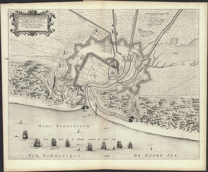 Plan de la ville de Dunkerque et de ses attaques avec les retranchements des Espagnols faicts en l'an 1648 (1649)