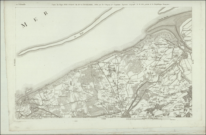 Carte chorographique de la Belgique d�di�e � la Convention NationaleKaart: 10 Ostende (1793)