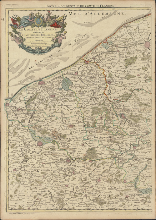 Le Comt� de Flandres divis�s en ses chastellenies, balliages etc (A) (1720)