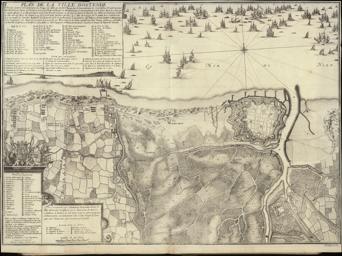 Table des cartes des Pays Bas et des frontieres de France, avec un recueil des plans des villes, si�ges et batailles donn�es entre les hauts allies et la FrancePlan de la ville d'Ostende