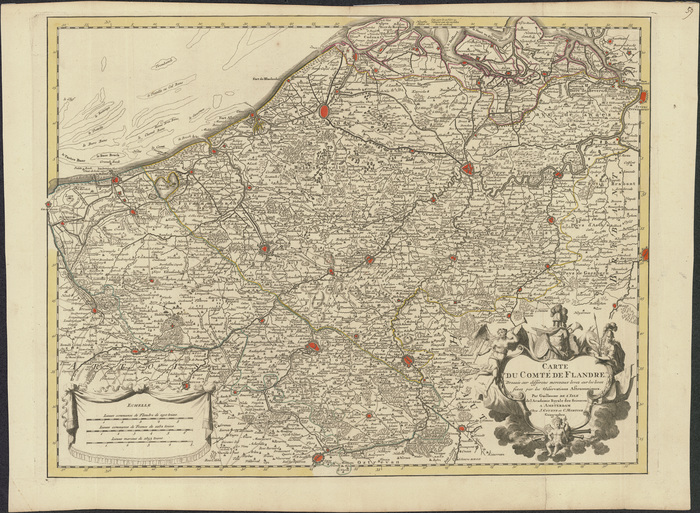Carte du Comt� de Flandre. Dress�e sur differens morceaux levez sur les lieux fixez par les observations astronomiques