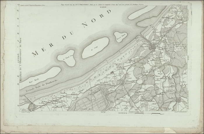 Carte chorographique de la Belgique dédiée à la Convention NationaleKaart: Nieuport (1793)