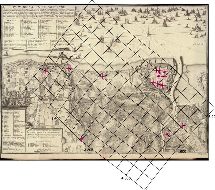 Table des cartes des Pays Bas et des frontieres de France, avec un recueil des plans des villes, si�ges et batailles donn�es entre les hauts allies et la FrancePlan de la ville d'Ostende