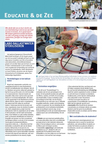 Educatie & de zee: Labo ballastwater steriliseren Educatie & de zee: Labo ballastwater steriliseren