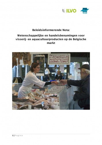 Beleidsinformerende Nota: Wetenschappelijke en handelsbenamingen voor visserij- en aquacultuurproducten op de Belgische markt