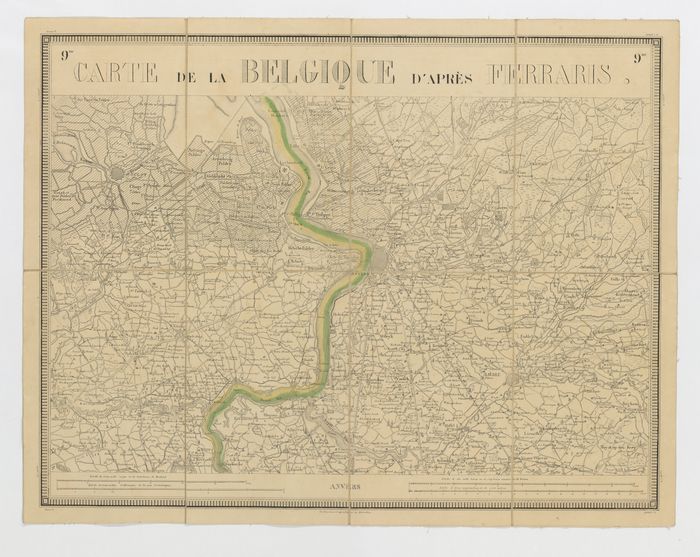 Carte de la Belgique d'apr�s Ferraris, augment�e des plans des six villes principales et de l'indication des routes, canaux et autres traveaux ex�cut�s depuis 1777 jusqu'en 1831. 42 feuilles. I - Anvers