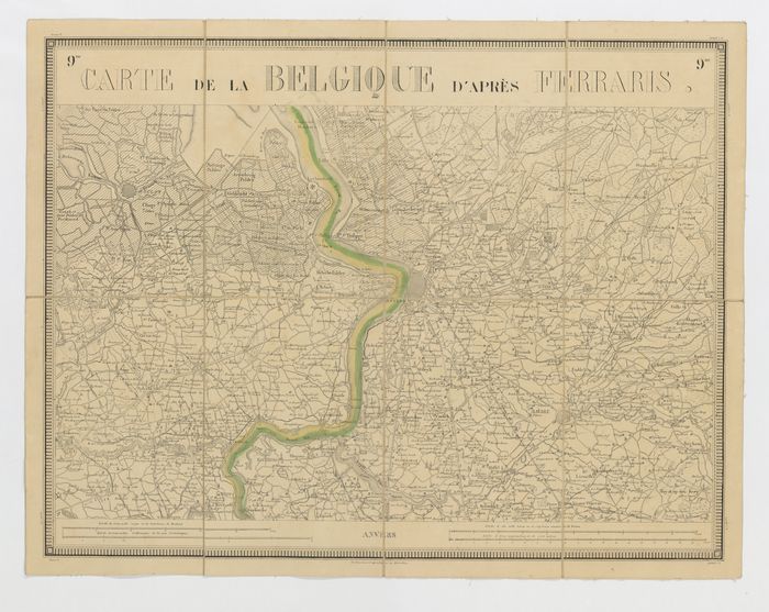 Carte de la Belgique d'après Ferraris, augmentée des plans des six villes principales et de l'indication des routes, canaux et autres traveaux exécutés depuis 1777 jusqu'en 1831. 42 feuilles. I - Anvers