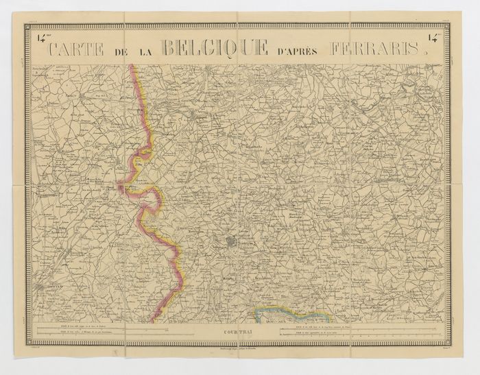 Carte de la Belgique d'apr�s Ferraris, augment�e des plans des six villes principales et de l'indication des routes, canaux et autres traveaux ex�cut�s depuis 1777 jusqu'en 1831. 42 feuilles. I - Courtrai