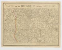 Carte de la Belgique d'après Ferraris, augmentée des plans des six villes principales et de l'indication des routes, canaux et autres traveaux exécutés depuis 1777 jusqu'en 1831. 42 feuilles. I - Gand