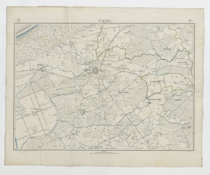 Carte topographique de la Belgique, dress�e sous la direction de Ph.Vander Maelen, fondateur de l'�tablissement g�ographique de Bruwelles, � l'�chelle de 1 � 20.000, en 250 feuilles. - Furnes