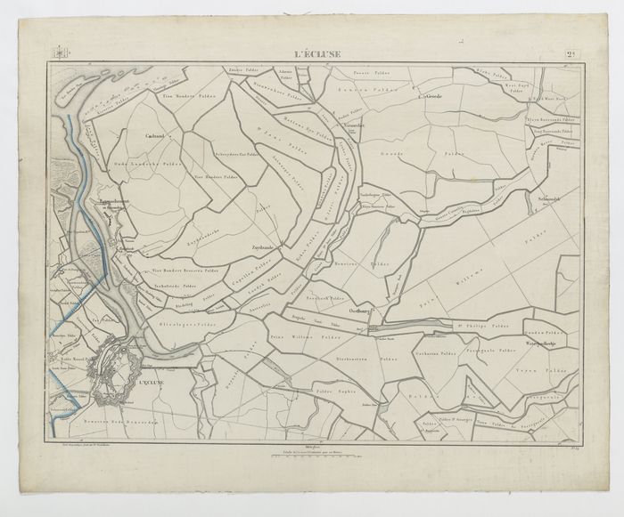 Carte topographique de la Belgique, dress�e sous la direction de Ph.Vander Maelen, fondateur de l'�tablissement g�ographique de Bruwelles, � l'�chelle de 1 � 20.000, en 250 feuilles. - L'Ecluse