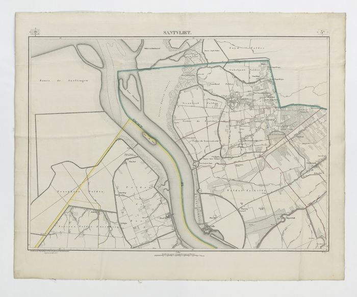 Carte topographique de la Belgique, dressée sous la direction de Ph.Vander Maelen, fondateur de l'établissement géographique de Bruwelles, à l'échelle de 1 à 20.000, en 250 feuilles. - Santvliet
