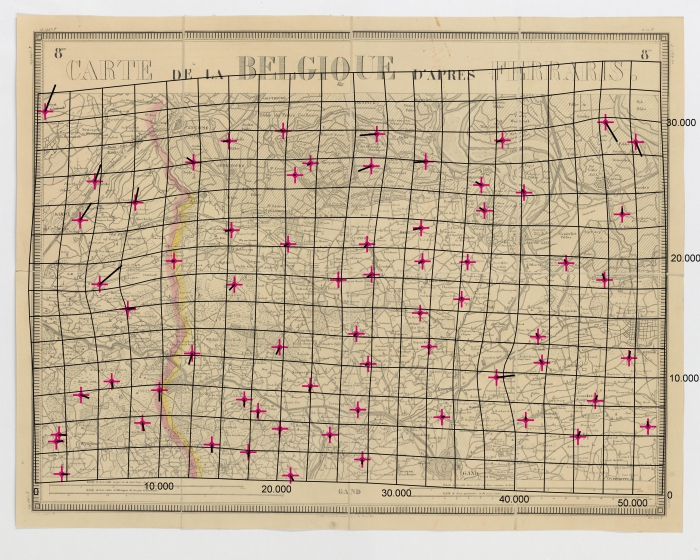 Carte de la Belgique d'après Ferraris, augmentée des plans des six villes principales et de l'indication des routes, canaux et autres traveaux exécutés depuis 1777 jusqu'en 1831. 42 feuilles. II - Gand