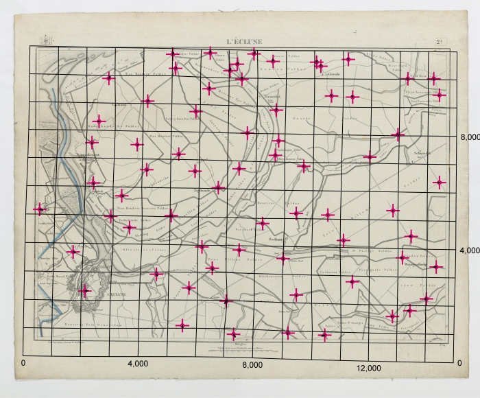 Carte topographique de la Belgique, dressée sous la direction de Ph.Vander Maelen, fondateur de l'établissement géographique de Bruwelles, à l'échelle de 1 à 20.000, en 250 feuilles. - L'Ecluse