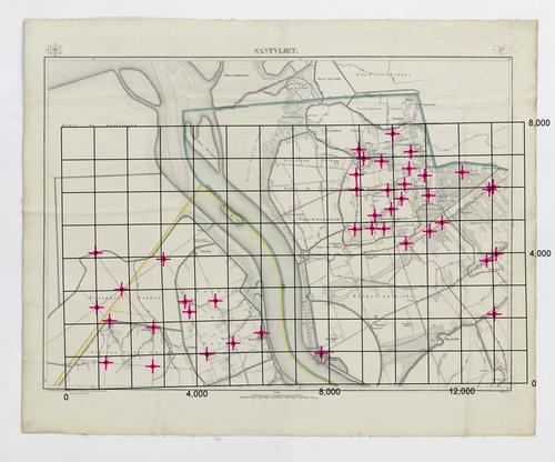 Carte topographique de la Belgique, dressée sous la direction de Ph.Vander Maelen, fondateur de l'établissement géographique de Bruwelles, à l'échelle de 1 à 20.000, en 250 feuilles. - Santvliet