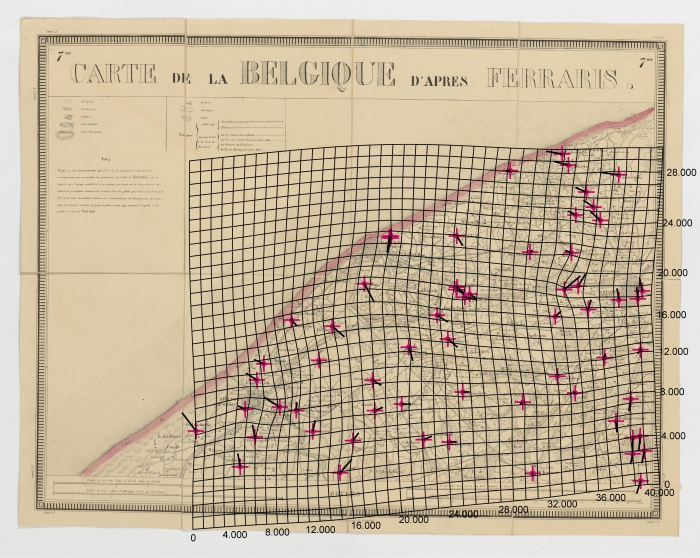 Carte de la Belgique d'apr�s Ferraris, augment�e des plans des six villes principales et de l'indication des routes, canaux et autres traveaux ex�cut�s depuis 1777 jusqu'en 1831. 42 feuilles. II Bruges