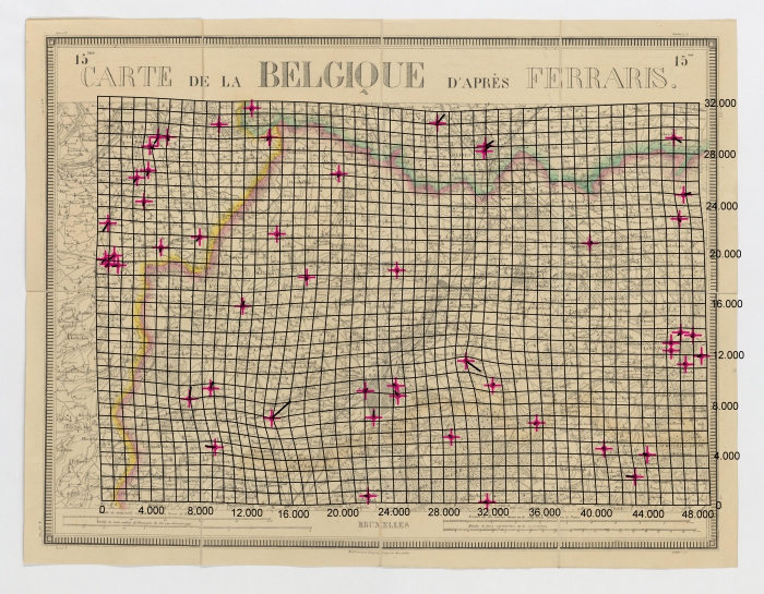 Carte de la Belgique d'apr�s Ferraris, augment�e des plans des six villes principales et de l'indication des routes, canaux et autres traveaux ex�cut�s depuis 1777 jusqu'en 1831. 42 feuilles. II Bruxelles