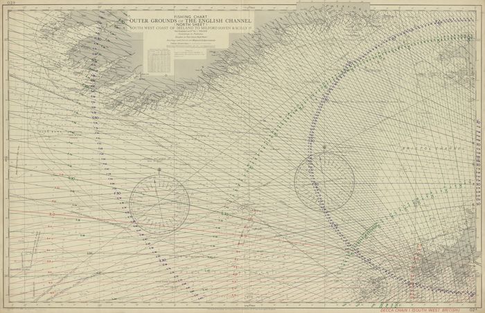 Fishing chart - Outher grounds of the English Channel (north sheet), South West coast of Ireland to Milford Haven and Silly Islands. Kaart van visserijgronden tussen Engeland en Ierland.