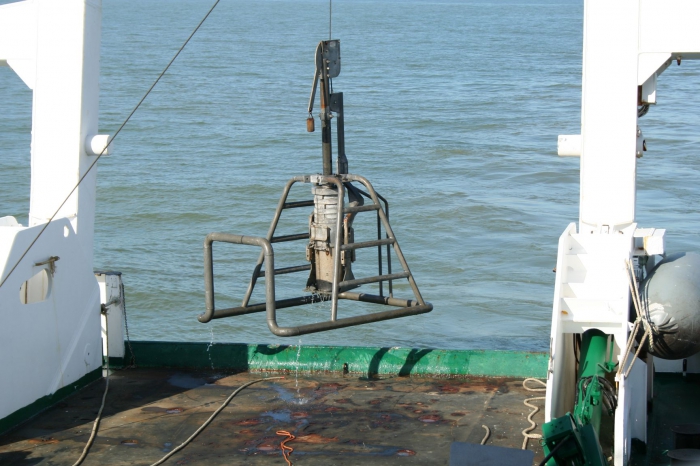 Winching up the boxcore Winching up the boxcore