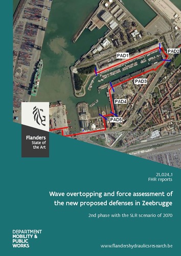 Wave overtopping and force assessment of the new proposed defenses in Zeebrugge: 2nd phase with the SLR scenario of 2070