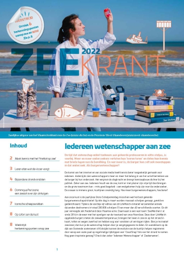 Zeekrant 2022: jaarlijkse uitgave van het Vlaams Instituut voor de Zee en de Provincie West-Vlaanderen Zeekrant 2022: jaarlijkse uitgave van het Vlaams Instituut voor de Zee en de Provincie West-Vlaanderen