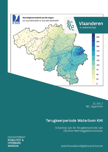 Terugkeerperiode waterbom KMI: schatting van de terugkeerperiode van extreme neerslaggebeurtenissen
