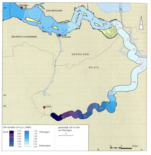 Laagwaterstanden bij gemiddeld getij