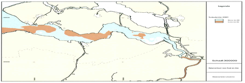 Stroomversnellingskaart van de Westerschelde na de verdieping: 2001