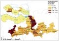 Bevolkingsdichtheid of aantal inwoners per km² in de Vlaamse en Nederlandse Scheldegemeenten. Situatie 2008.