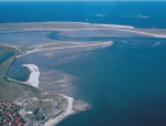 Tidal flats in the north of the island of Sylt. Marked is the Wattenmeerstation Sylt which is part of the Alfred Wegener Institute for Polar and Marine Research.