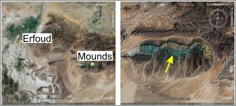 google earth image of the Kess-Kess mounds