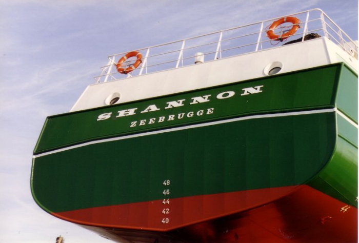 Achteraanzicht (vissersjargon: hek) Z.186 Shannon (Bouwjaar 1991)