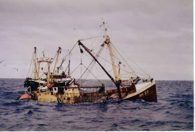 De zinkende BM.37 uit Brixham