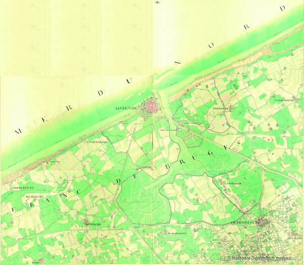 Ostende. Kwartblad 7/1, 7/2, 7/3 en 7/5 - 1771-1778