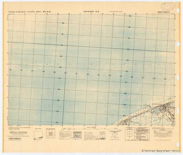 France & Belgium 1:25,000 Sheet 20 N.E. Ostende N.E. - 1944