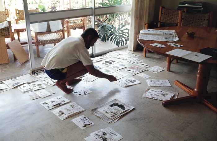 Prof. Eric Coppejans sorting his dried algae in the Belgian house